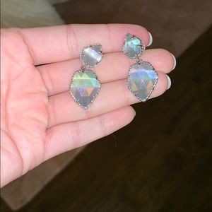 Silver Kendra Scott drop earrings in slate stone